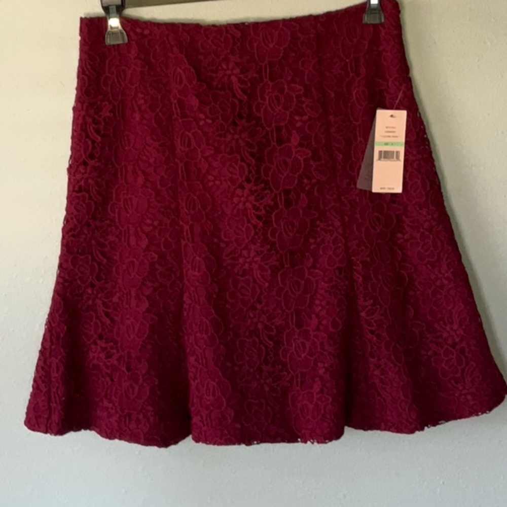Nanette Lapore Lace Skirt in Rich Burgundy